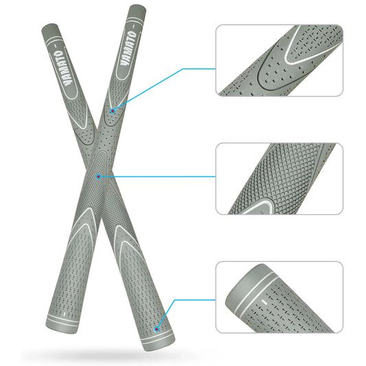 Close-up texture of Yamato kids golf grips in cross layout, non-slip design for better control