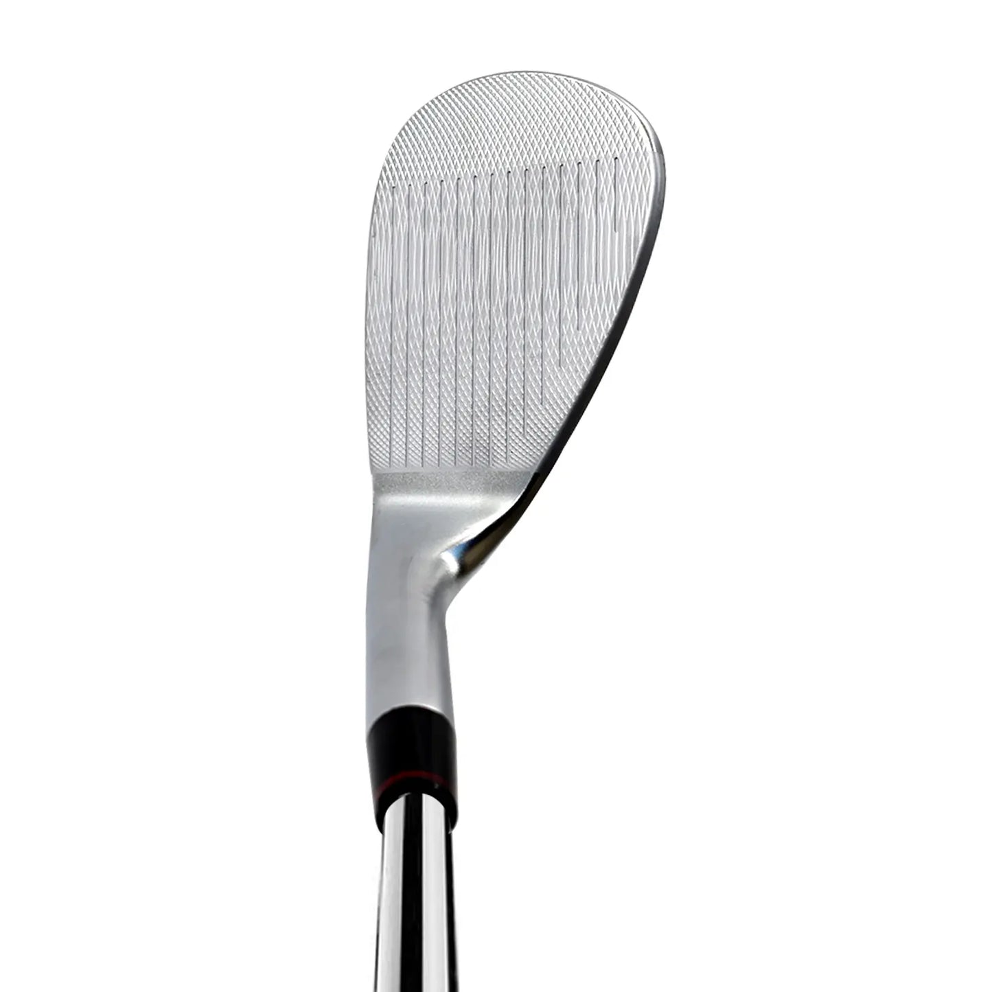 Upward angled view of Yamato wedge face showing CNC-milled grooves