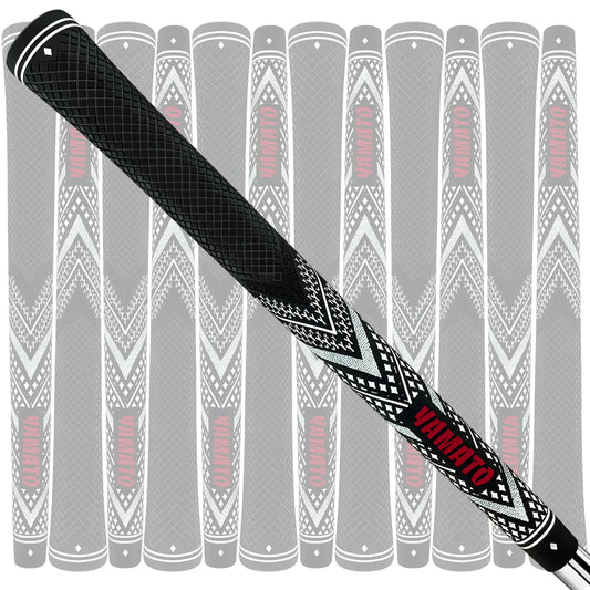 Angled view of Yamato white golf grips 13pcs set, non-slip texture for all-weather play