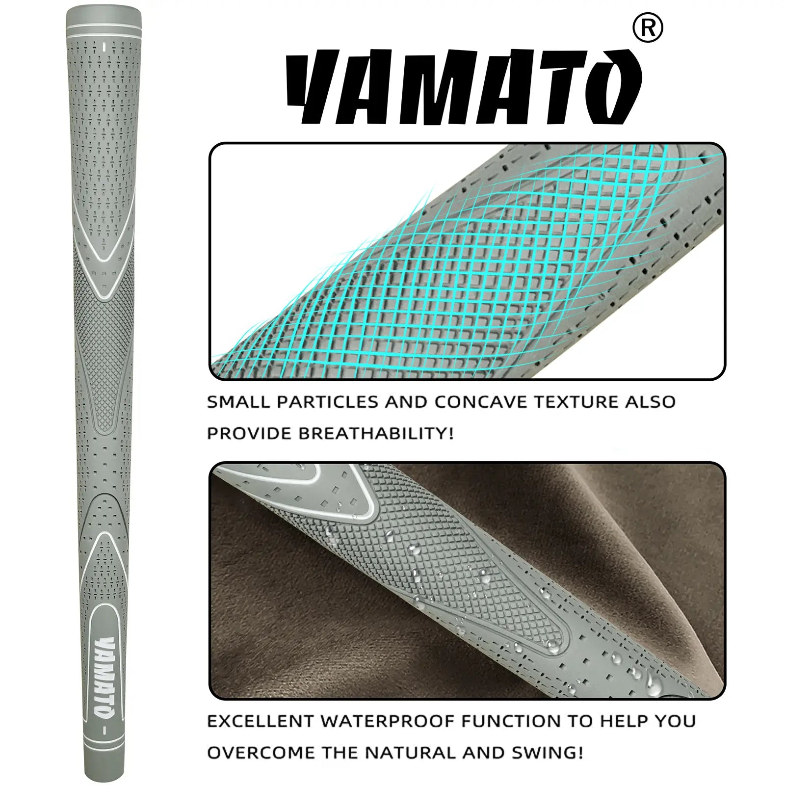 End cap and material detail of Yamato junior golf grips, durable rubber for kids golf clubs