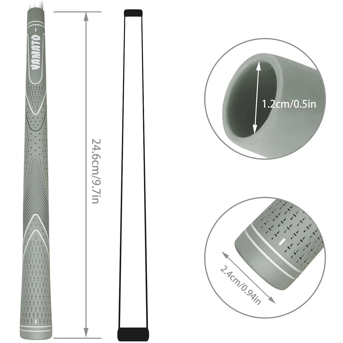 Full length view of Yamato youth golf grips with non-slip pattern for improved grip control