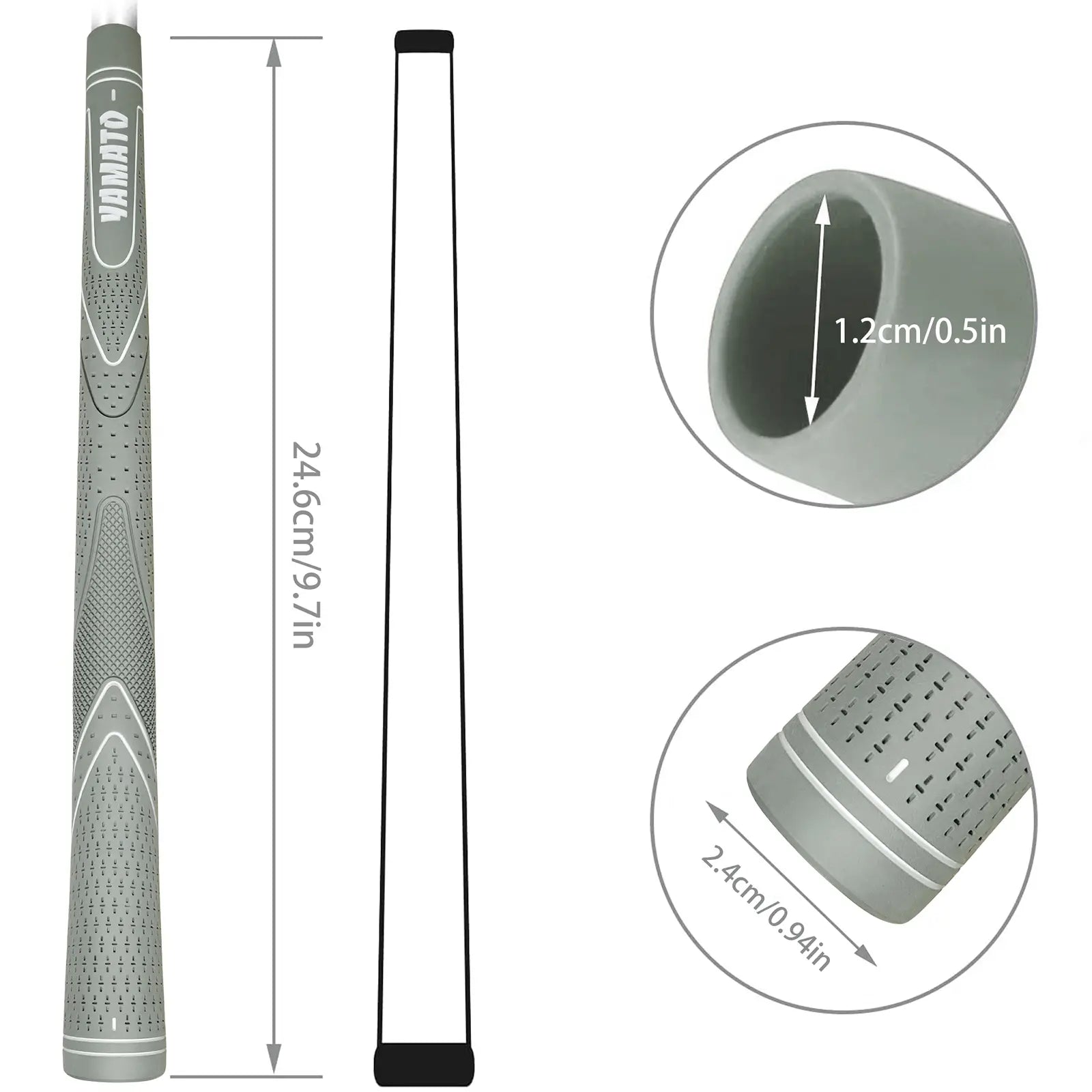 Full length view of Yamato youth golf grips with non-slip pattern for improved grip control