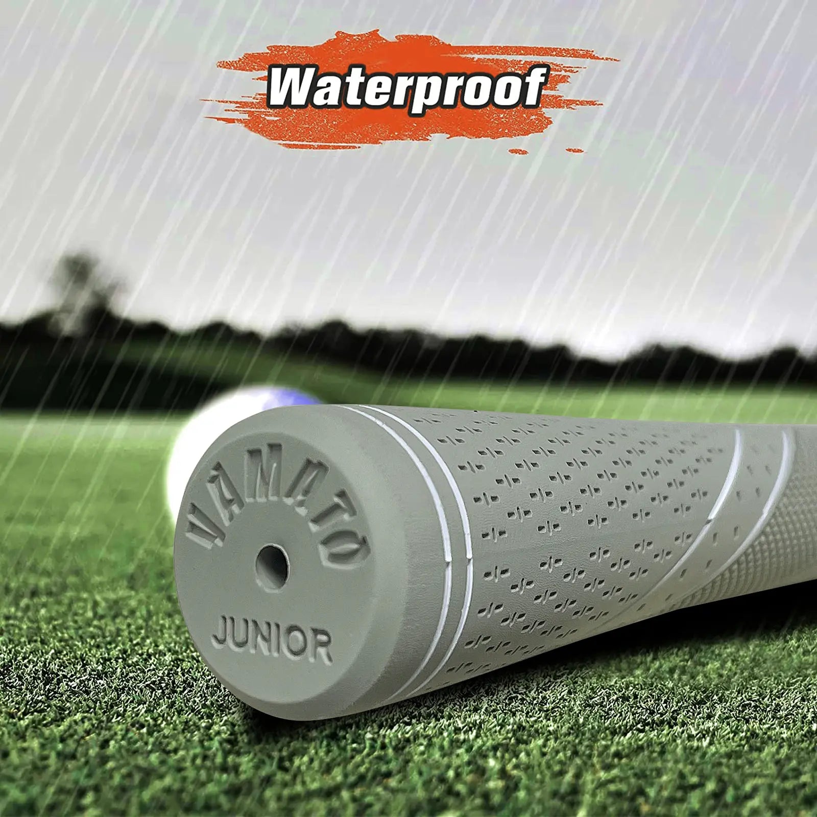 Yamato junior golf grips on clubs displayed outdoors on green lawn