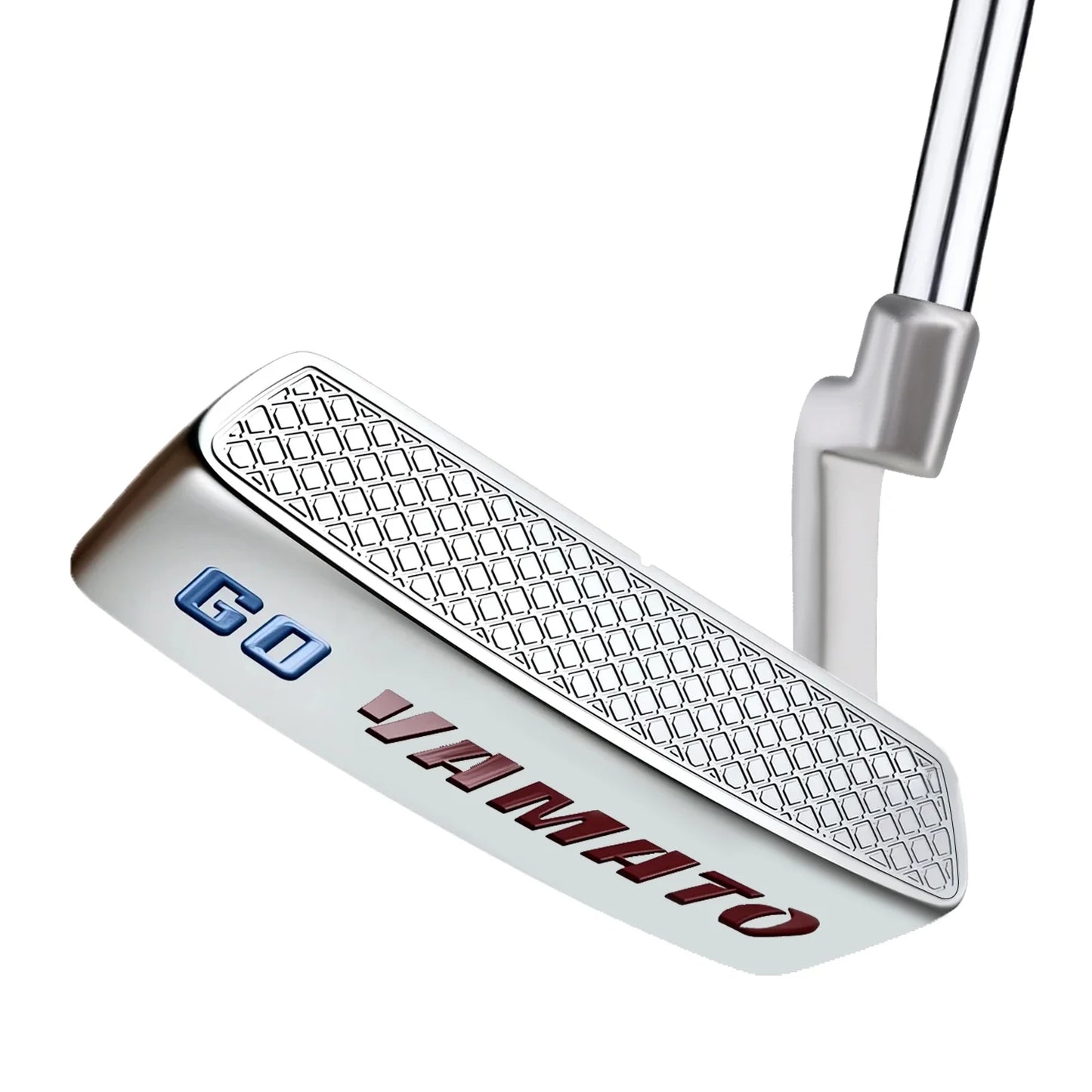 Close-up of Yamato blade putter’s milled grooved face for improved feel.