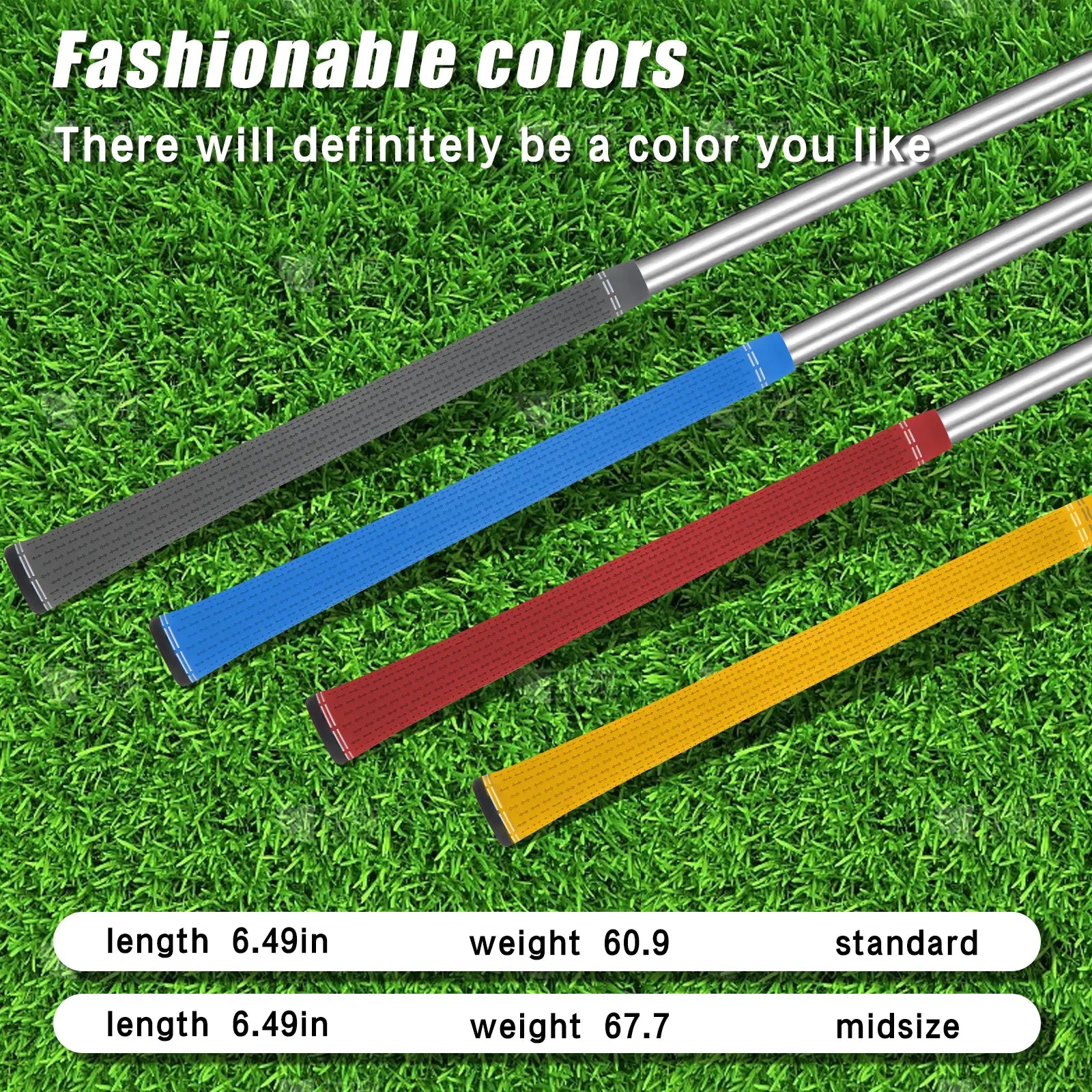 Yamato blue golf grips weight and length specifications – detailed size and balance information.
