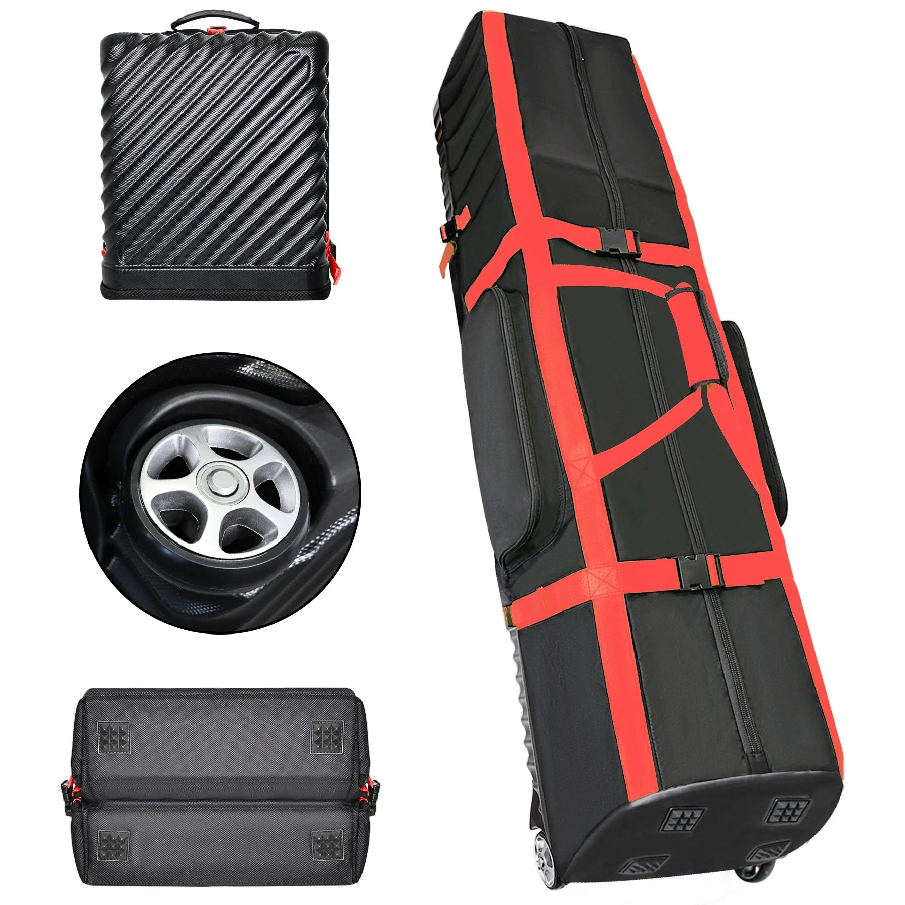 Red Yamato Foldable Golf Travel Case - Durable Hard Shell with TSA Lock for Air Travel
