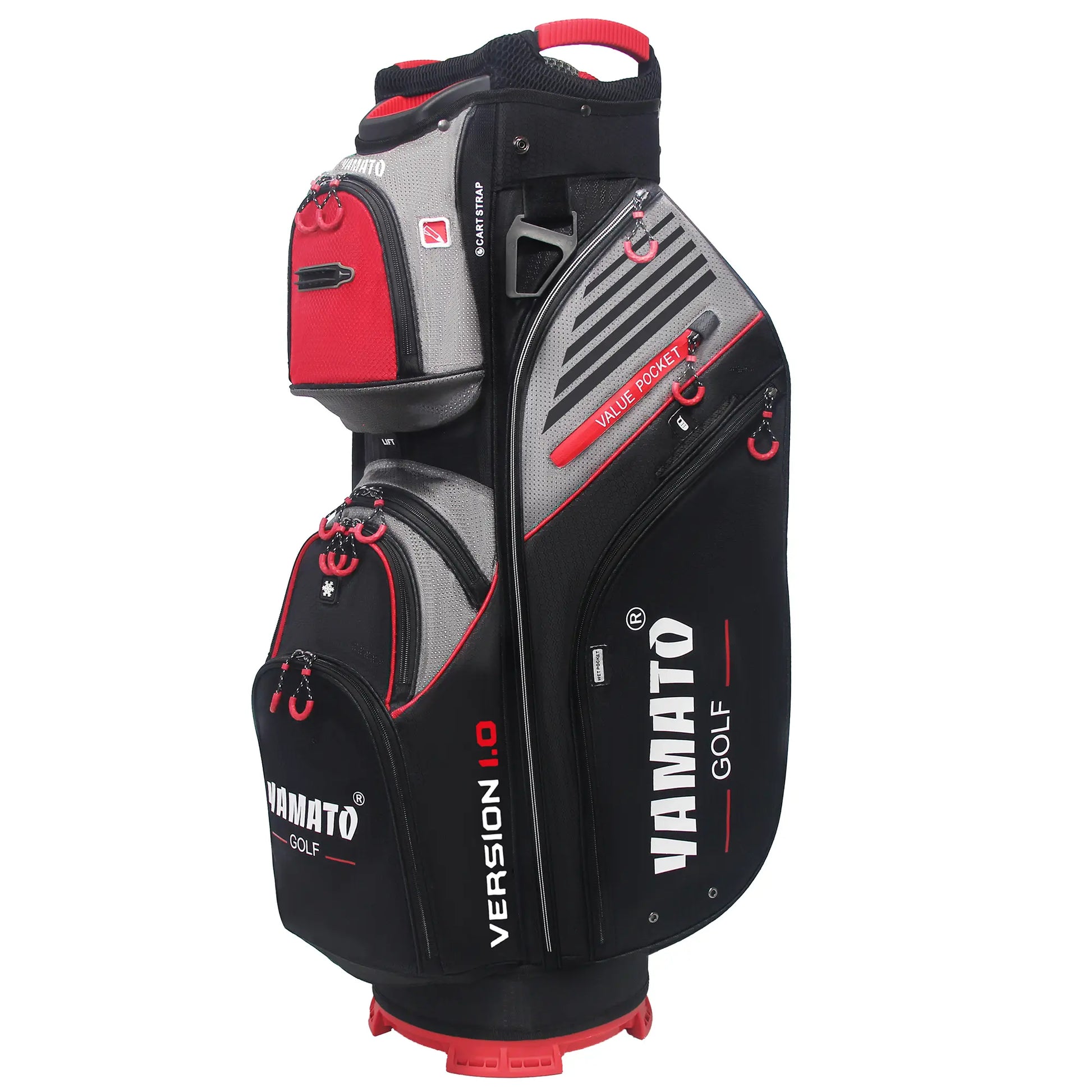 Yamato 14-way golf cart bag with rain cover - Lightweight waterproof design for course and range