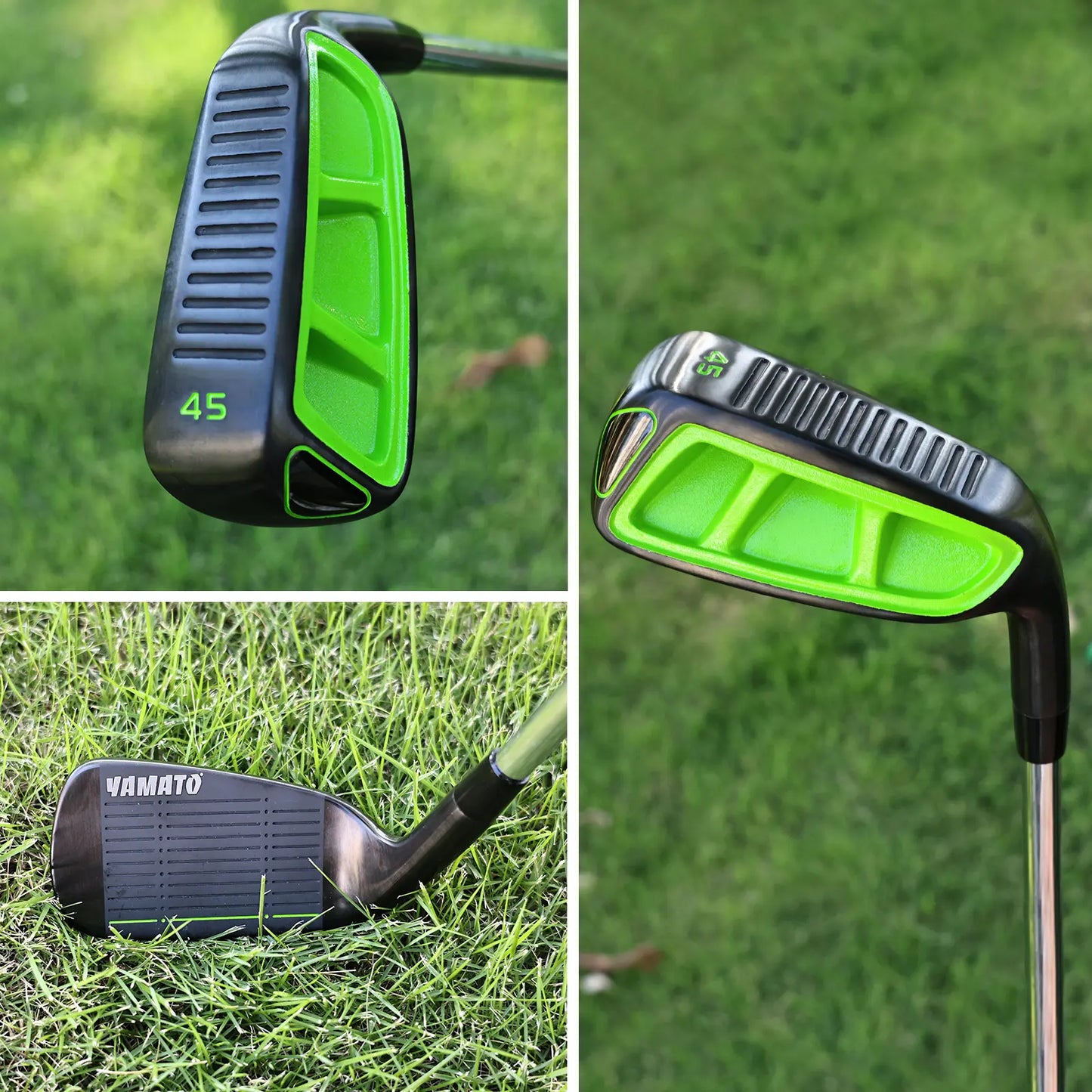 YAMATO Golf Chipper – Square Layout Showing 3 Outdoor Angles on Grass