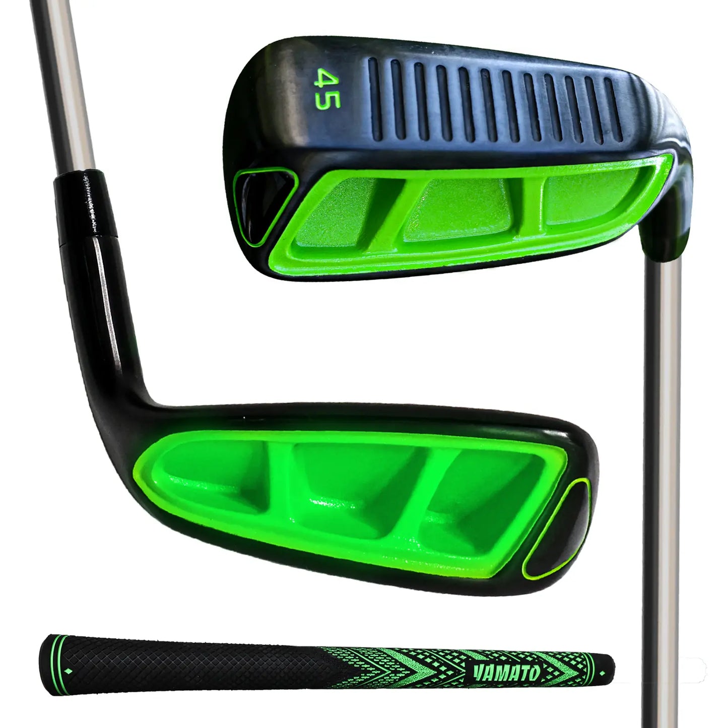 Square View – YAMATO Golf Chipper Front, Back, and Grip Comparison