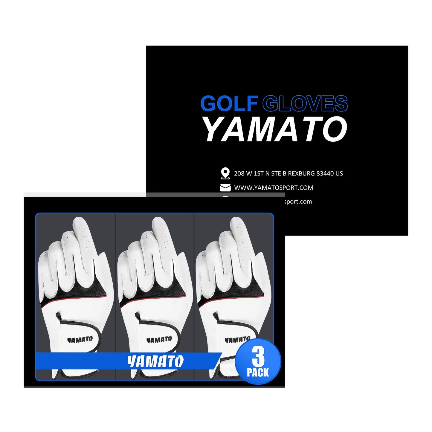 Yamato golf gloves retail packaging, front view with branding