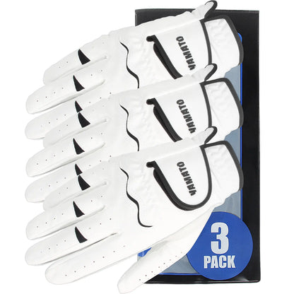 Yamato men’s right-hand golf gloves, 3-pack for left-handed golfers, durable grip with soft Cabretta leather
