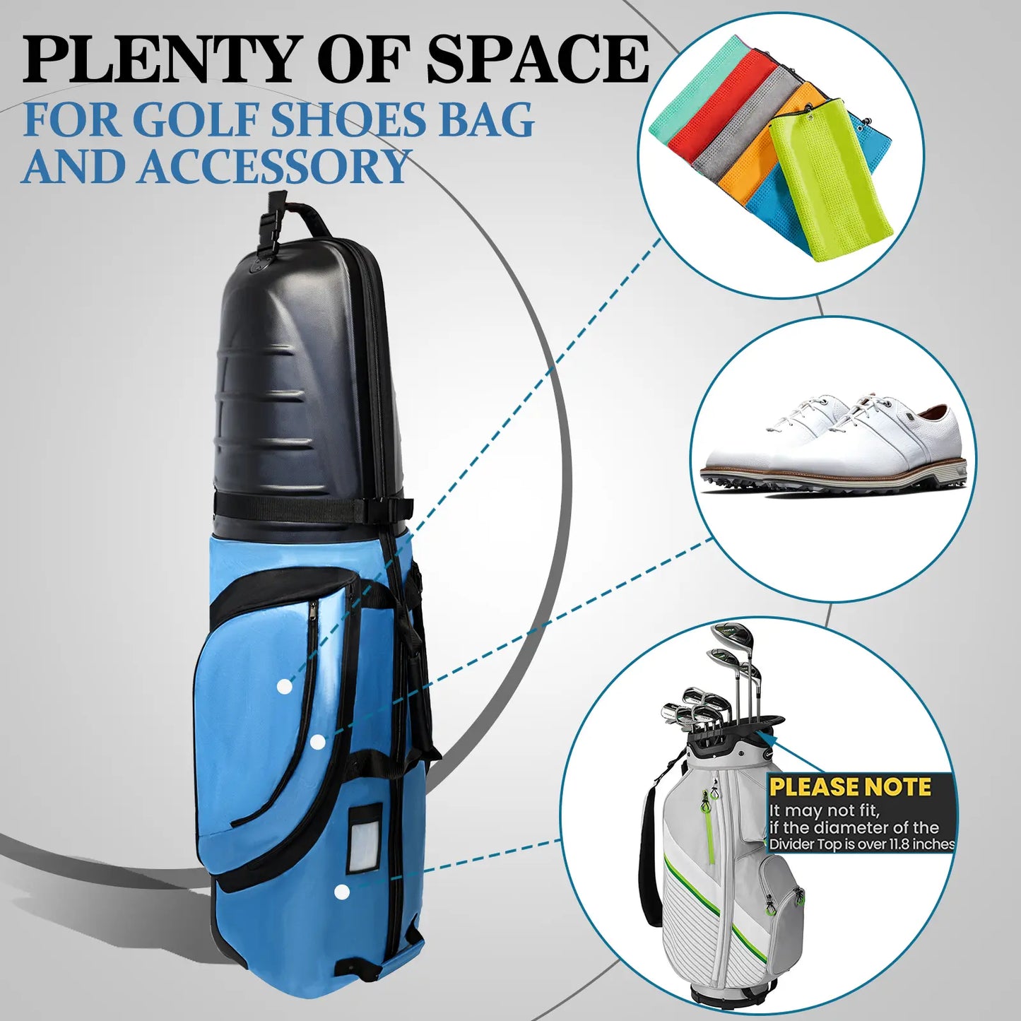 Yamato golf travel bag fully loaded - Holds 14 clubs, 2 pairs shoes, and accessories in main compartment