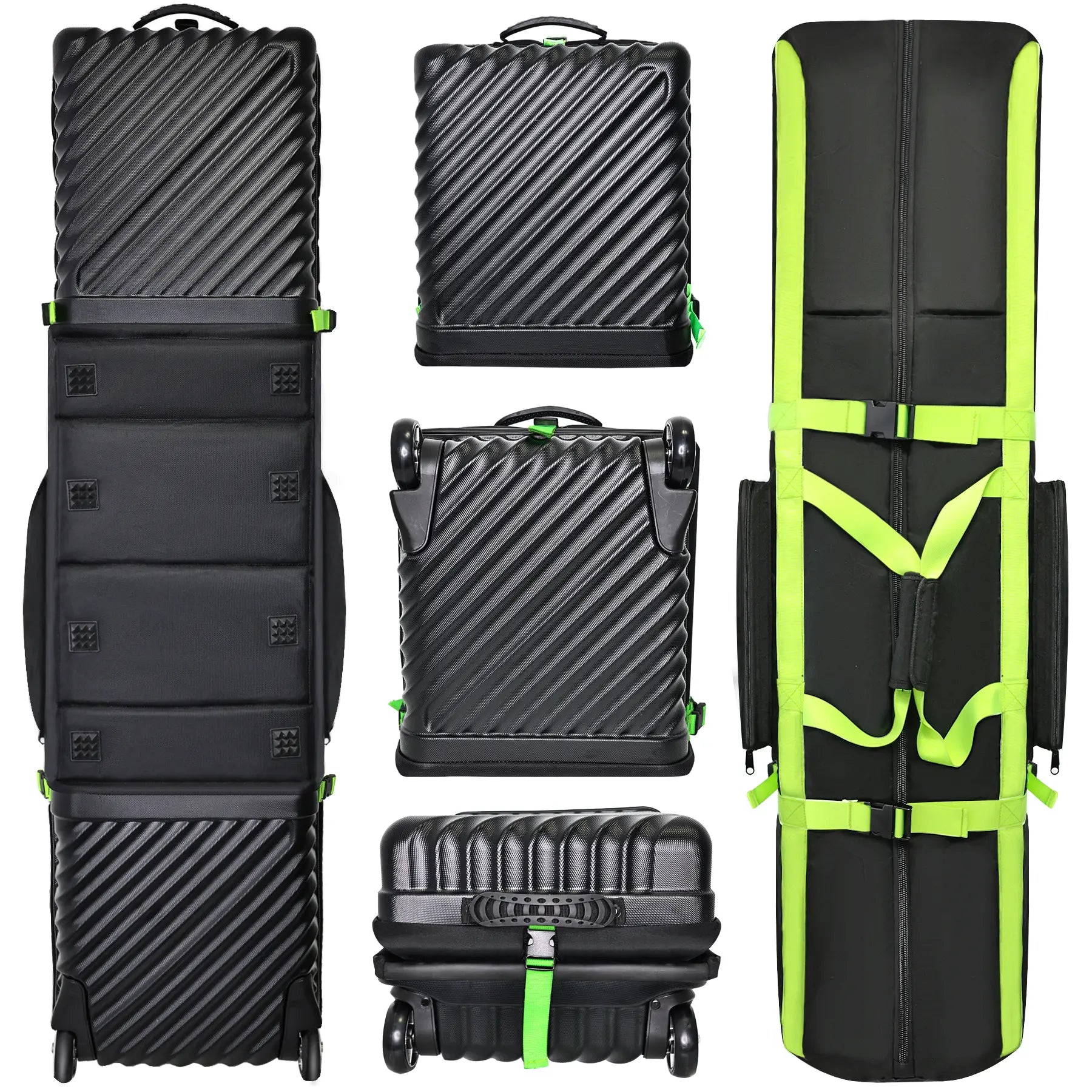Exploded view of Yamato golf travel case hard shell panels - Showcasing durable interlocking construction