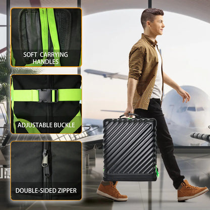 Yamato golf travel case key details composite: Reinforced handle, waterproof zipper, and non-slip base - Premium protection features