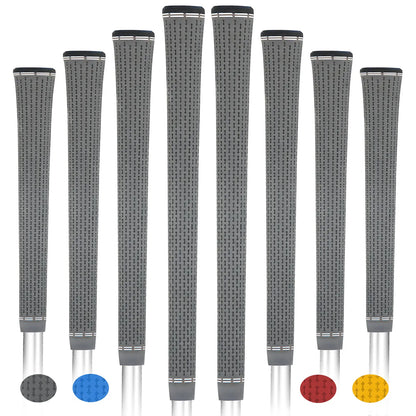 Yamato single-color gray golf grips 8-pack front view – soft, non-slip rubber golf grips.