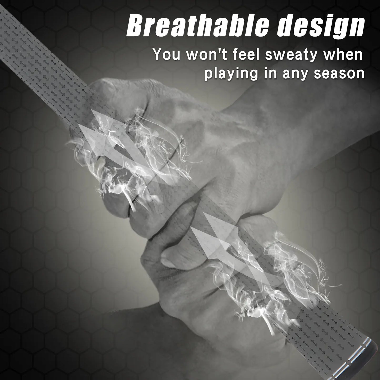 Breathable material close-up of Yamato gray golf grips – enhances comfort and prevents slipping.