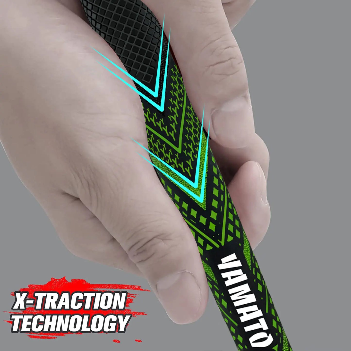 Yamato green golf grip held in hand, showing comfortable feel and non-slip all-weather design