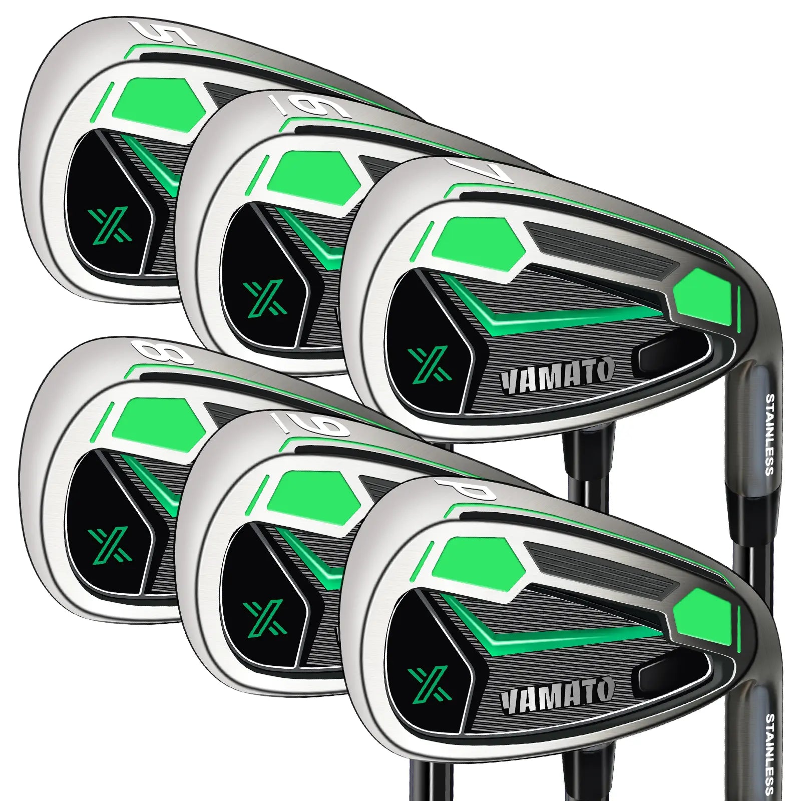 Yamato Carbon Steel 6-Piece Golf Iron Set – 5 to PW – Front View