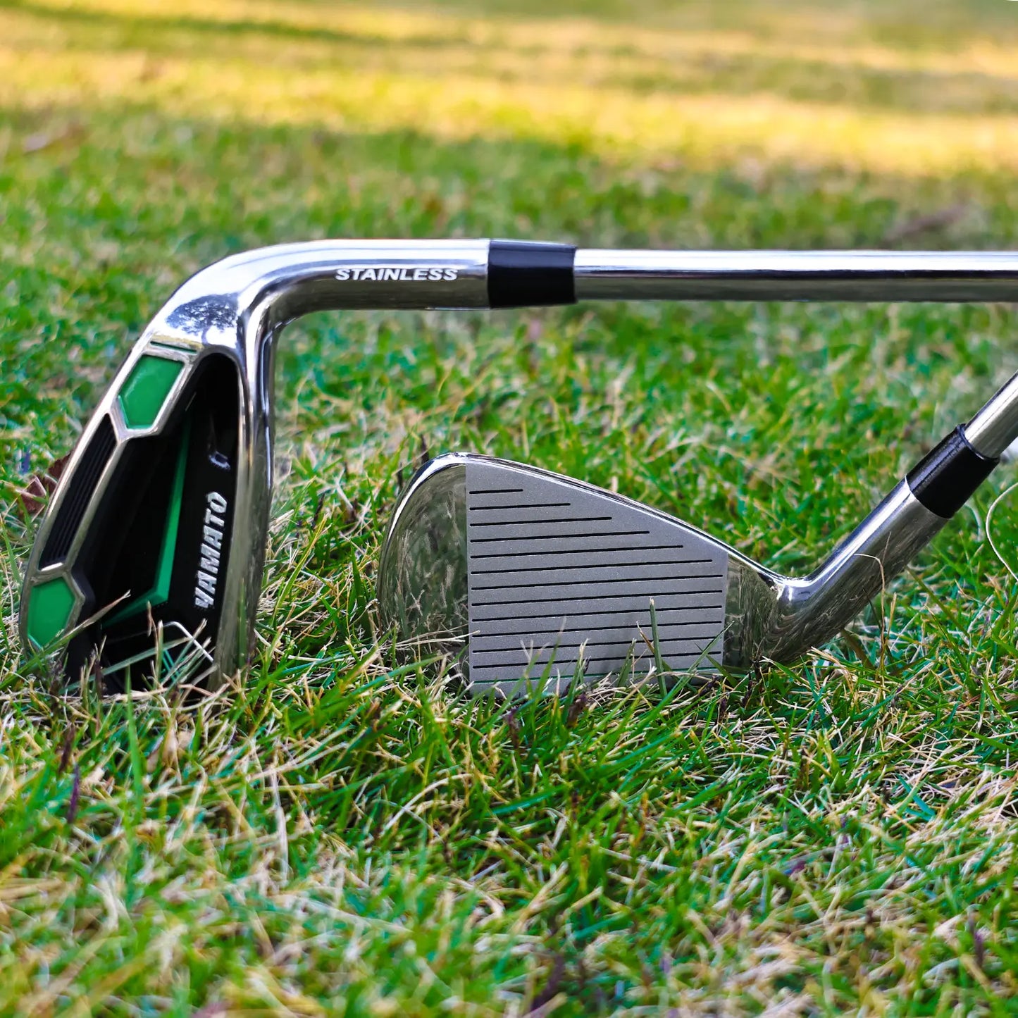 Front and Back View of Yamato Stainless Steel Iron on Grass