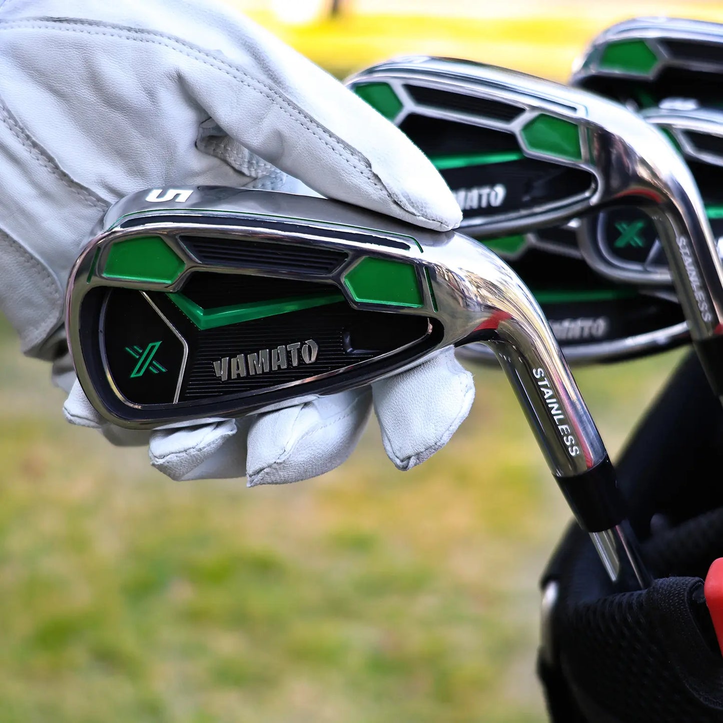 Yamato Stainless Steel Irons in Outdoor Golf Bag