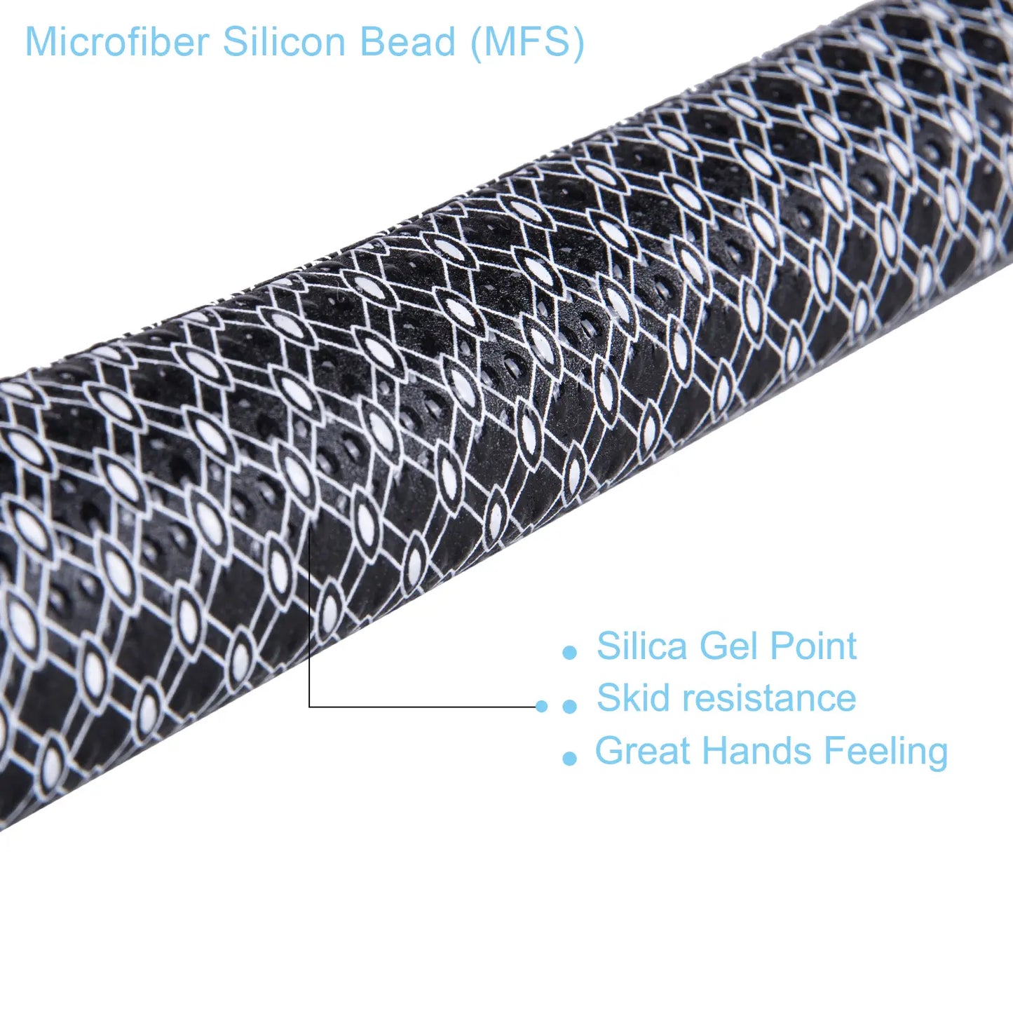 Close‑up of Yamato putter grip showing microfiber silicone bead texture, ergonomic pistol shape, lightweight washable EVA core