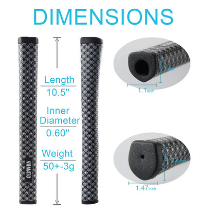 Dimensions of Yamato putter grip: 10.5″ length, 0.60″ core, 50 g weight