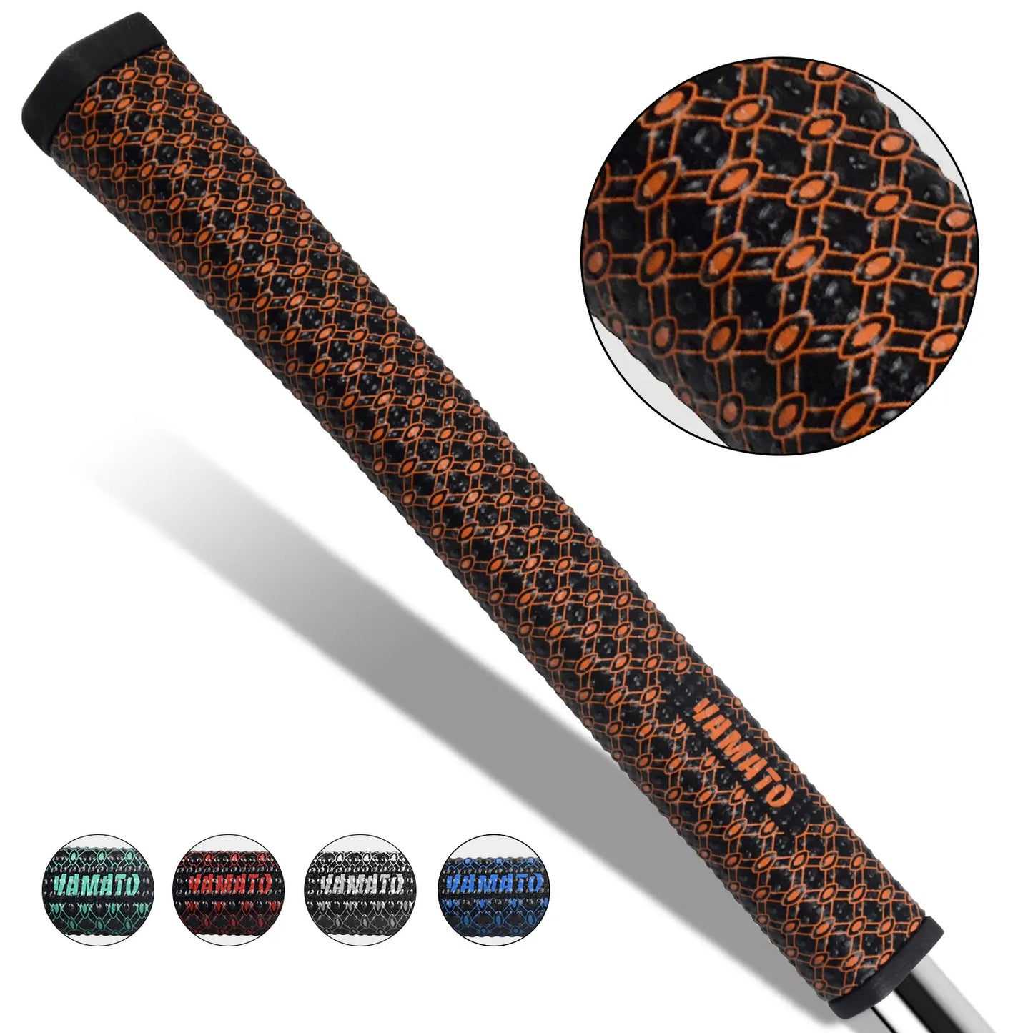 Yamato lightweight non‑slip putter grip in orange – ergonomic pistol shape, microfiber silicone bead texture