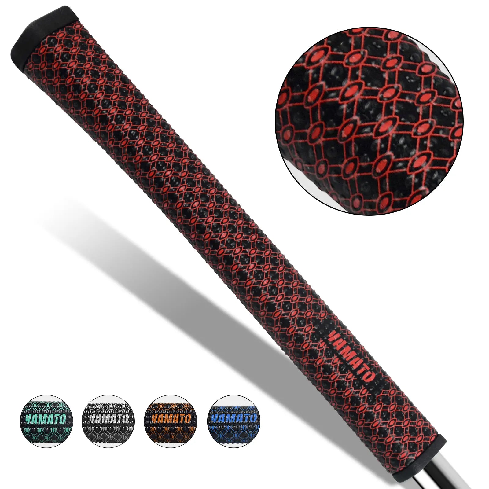 Yamato lightweight non‑slip putter grip in red – ergonomic pistol shape, microfiber silicone bead texture