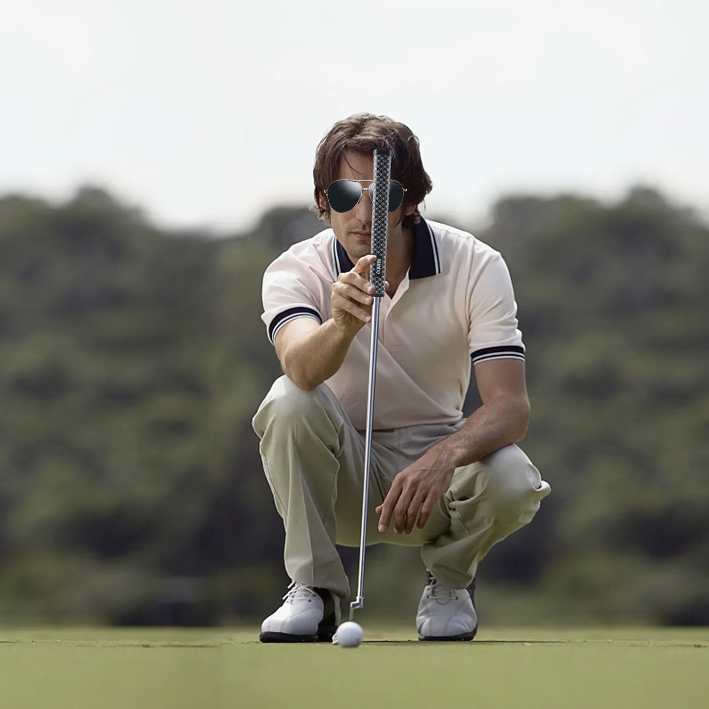 White Yamato grip mounted on putter shaft for ready-to-play setup