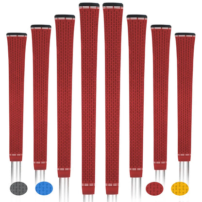 Yamato single-color red golf grips 8-pack front view – soft, non-slip rubber golf grips.