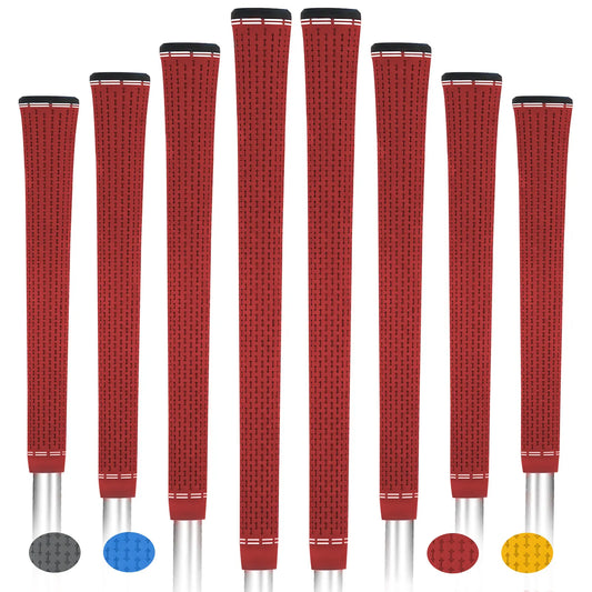 Yamato single-color red golf grips 8-pack front view – soft, non-slip rubber golf grips.