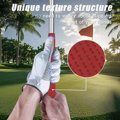 Close-up of Yamato red golf grip texture – anti-slip surface for all-weather performance.