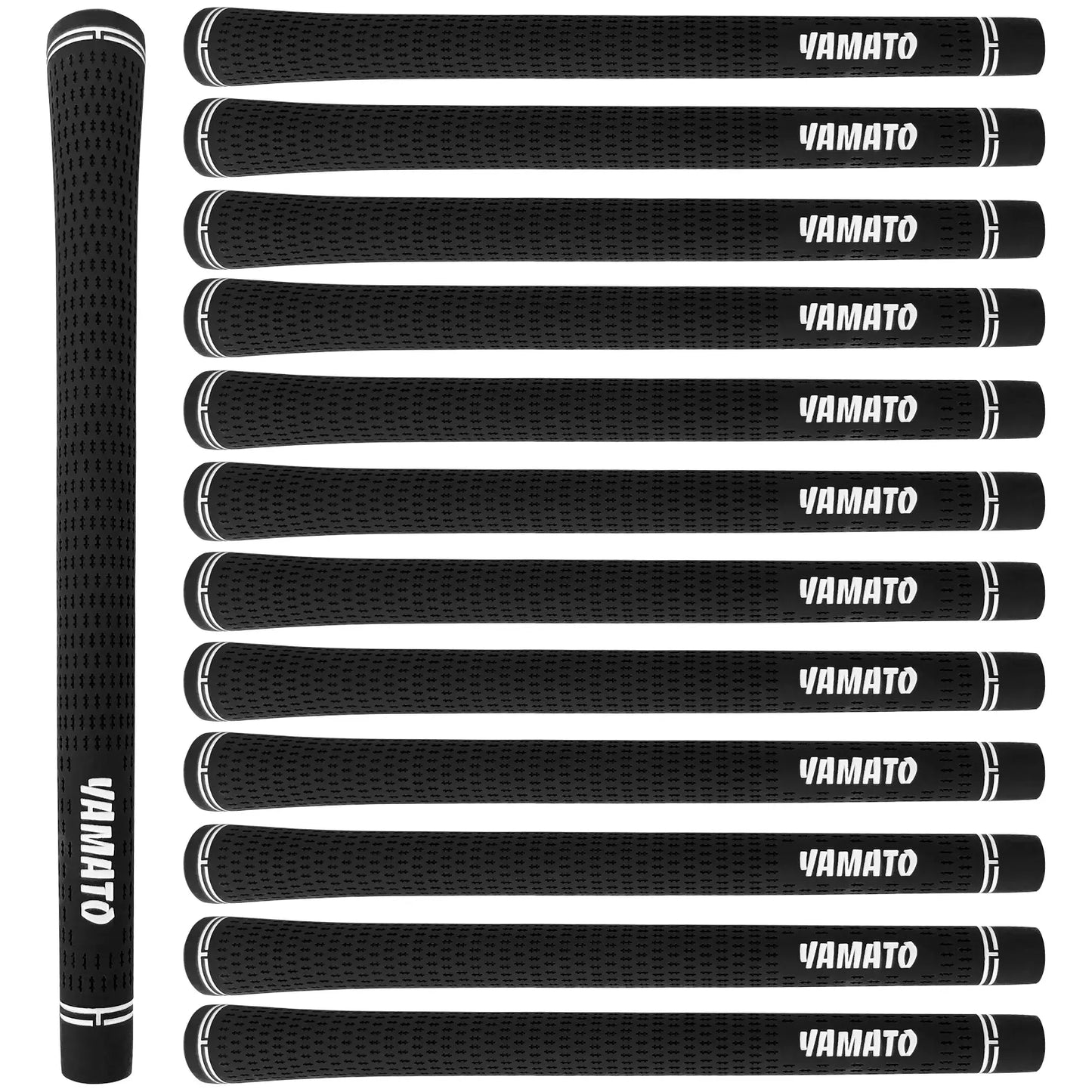 Yamato rubber golf grips set in black—available in 3, 6, 9, or 13-piece options.