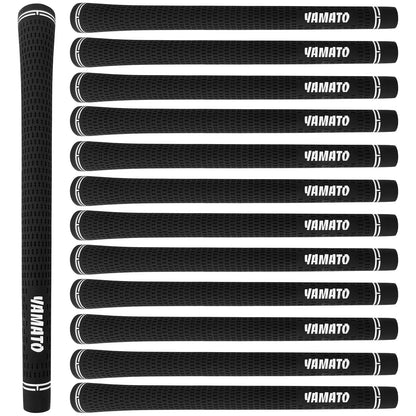 Yamato rubber golf grips set in black—available in 3, 6, 9, or 13-piece options.