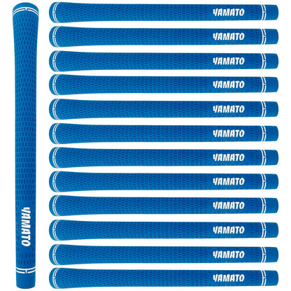 Yamato rubber golf grips set in blue—available in 3, 6, 9, or 13-piece configurations