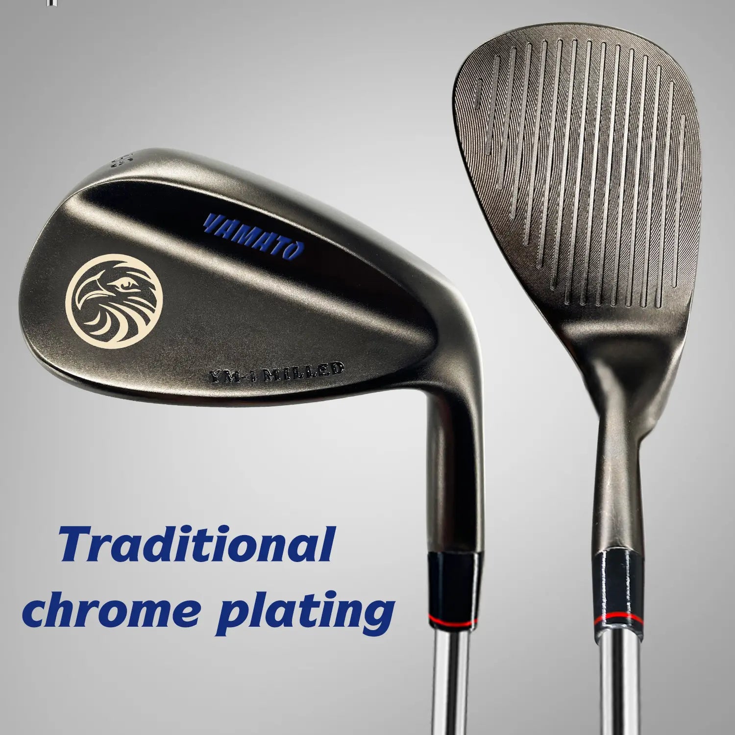 Close-up of Yamato wedge face with deep CNC grooves for spin control.