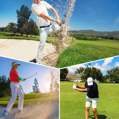 "Golfer using Yamato forged wedge on the course, striking a clean chip shot from the fairway."