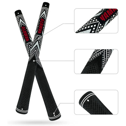 Yamato white golf grip sliced view showing midsection, butt end, and top cap details