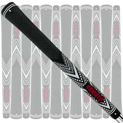 Angled view of Yamato white golf grips 13pcs set, non-slip texture for all-weather play