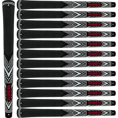 Yamato white golf grips 13pcs set front view, all-weather performance, standard or midsize