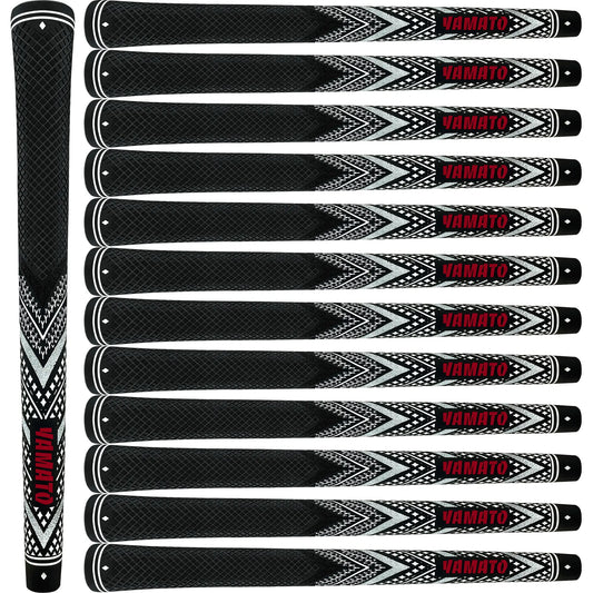 Yamato white golf grips 13pcs set front view, all-weather performance, standard or midsize