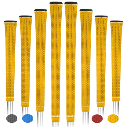 Yamato single-color yellow golf grips 8-pack front view – soft, non-slip rubber golf grips.