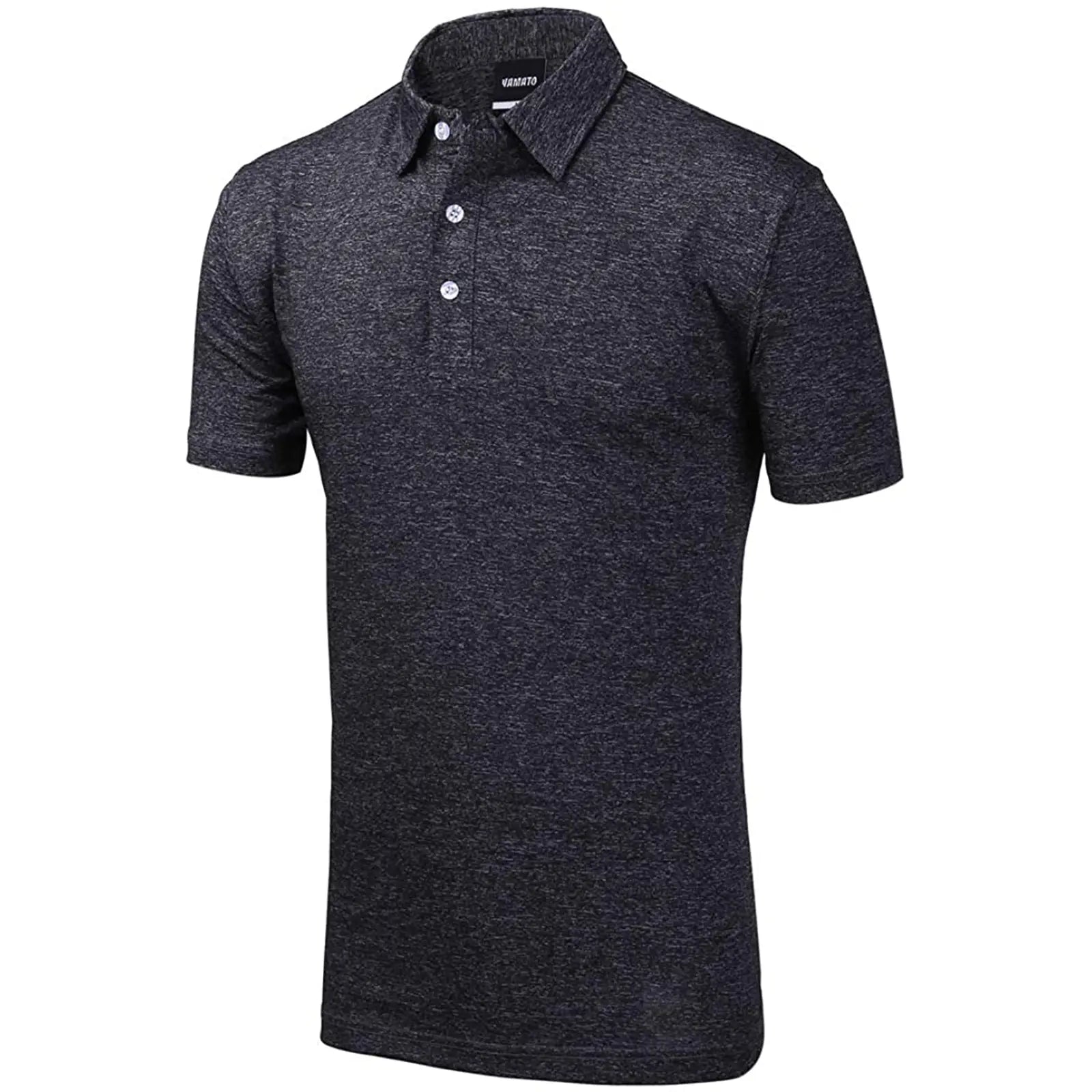 Side view of Yamato Men's Slim Fit Golf Polo in black, showing the slim fit and overall silhouette.