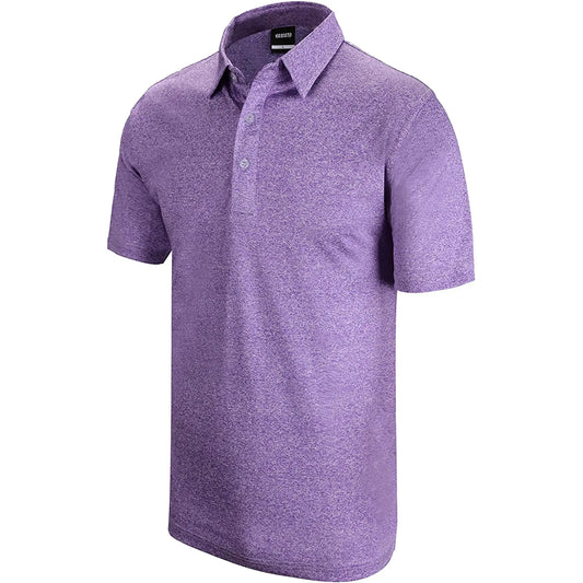 Side view of Yamato Men's Slim Fit Golf Polo in purple, showing slim fit silhouette.
