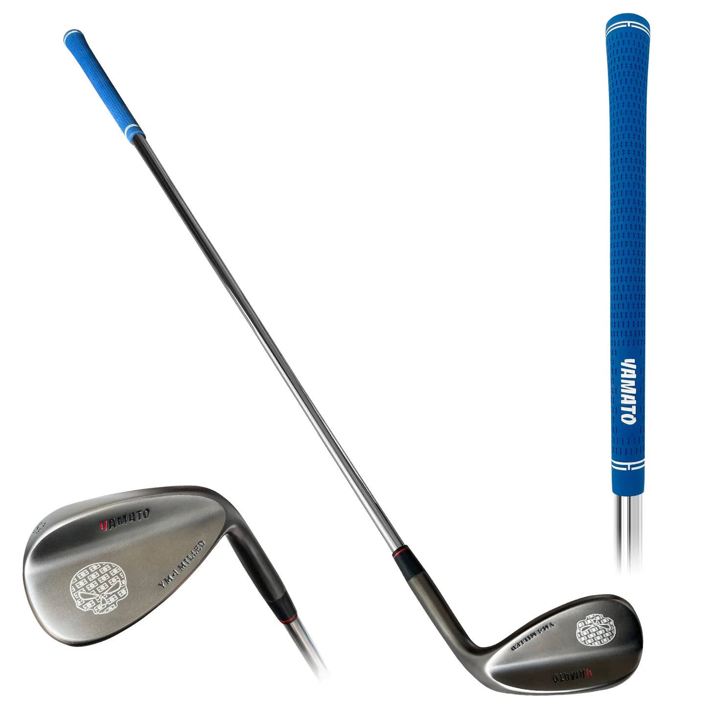 Accessory layout: bag, head covers, manual and gift items included with Yamato wedge set